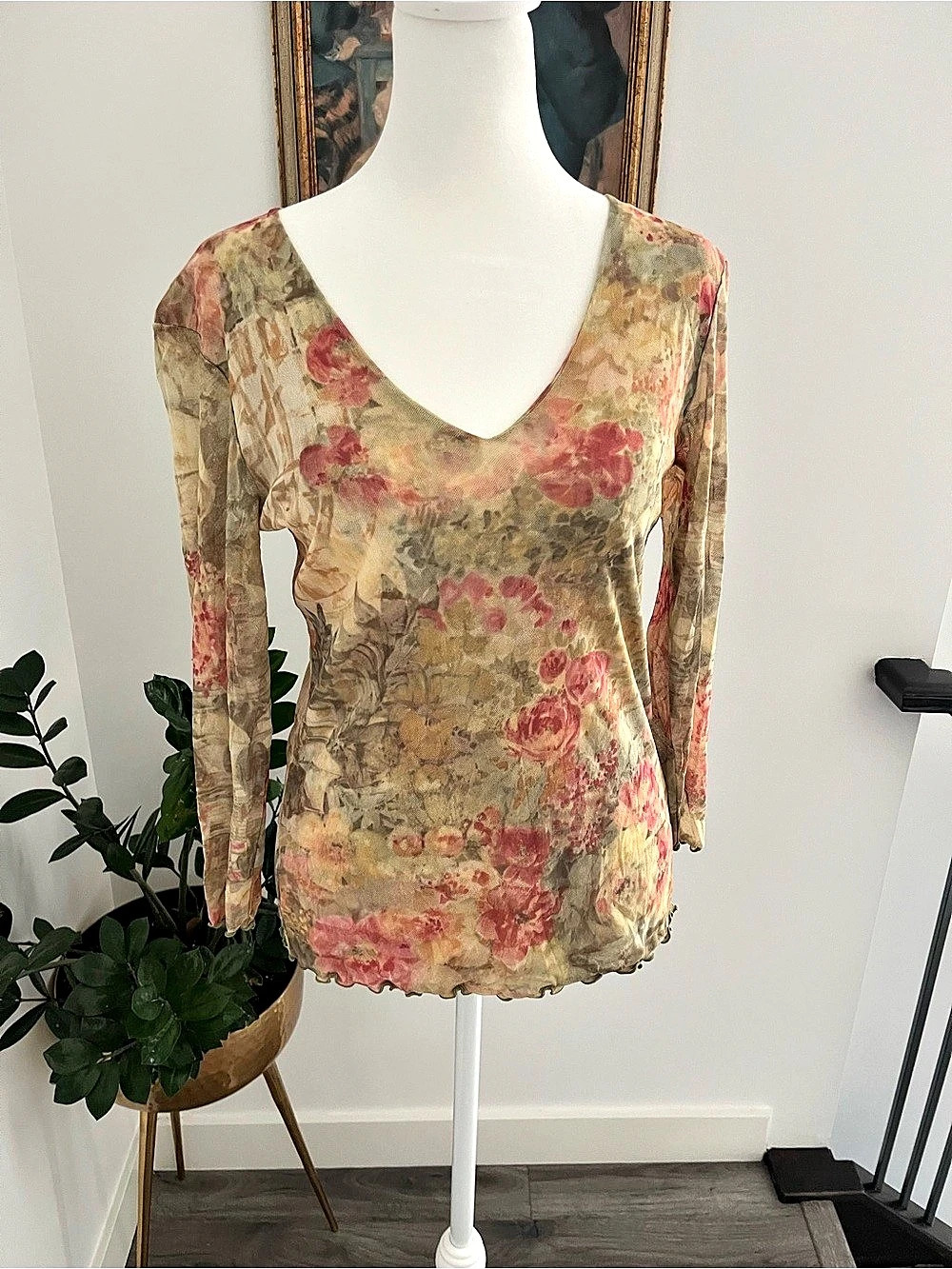 Vintage fairy Mesh Floral Long Sleeve Top